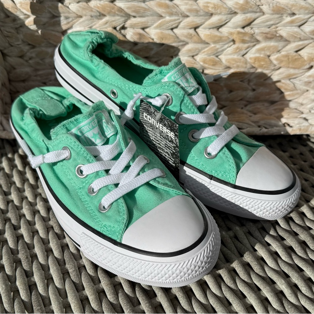 NWT Converse Shoreline Slip-On Women's Mint Green Canvas Sneakers